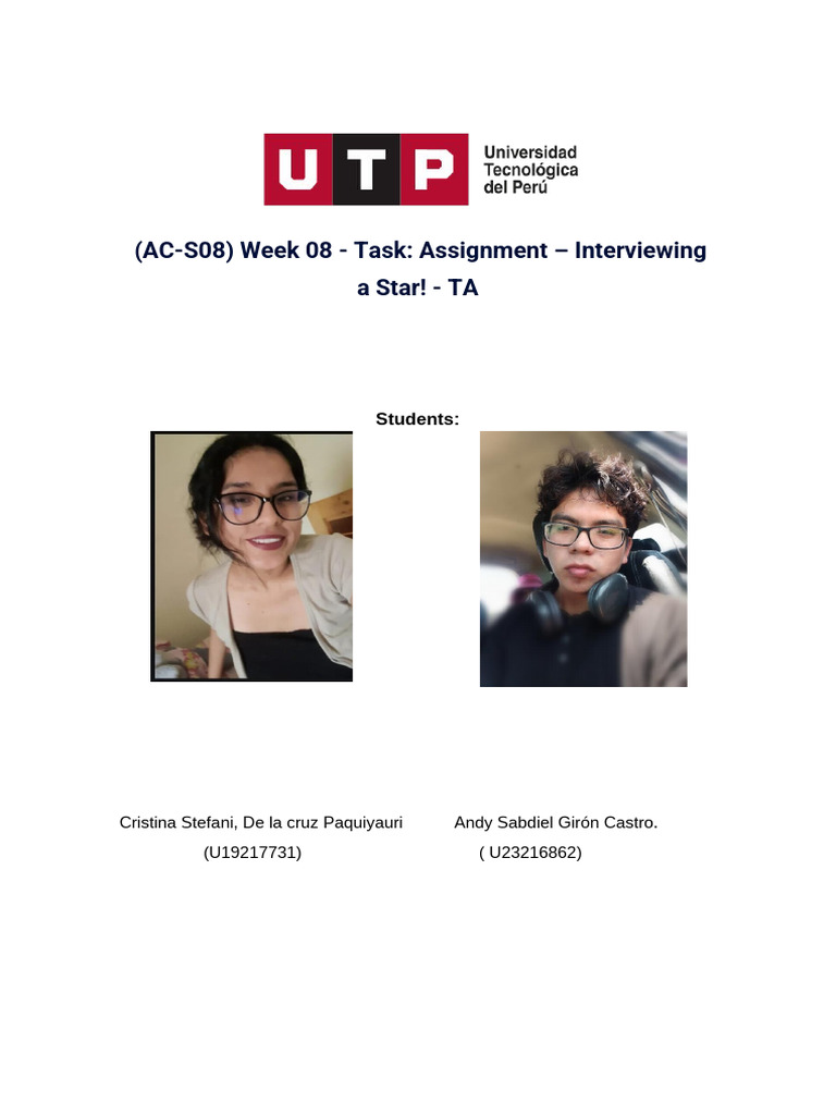 (AC-S08) Week 08 - Task - Assignment - Interviewing A Star! - TA | PDF ...