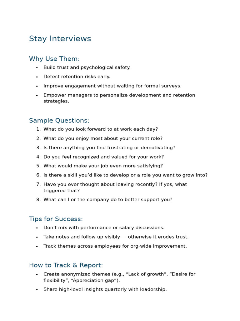 Stay Interview Best Practices Guide | PDF
