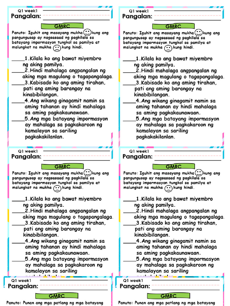 Quarter 1 Worksheets | PDF