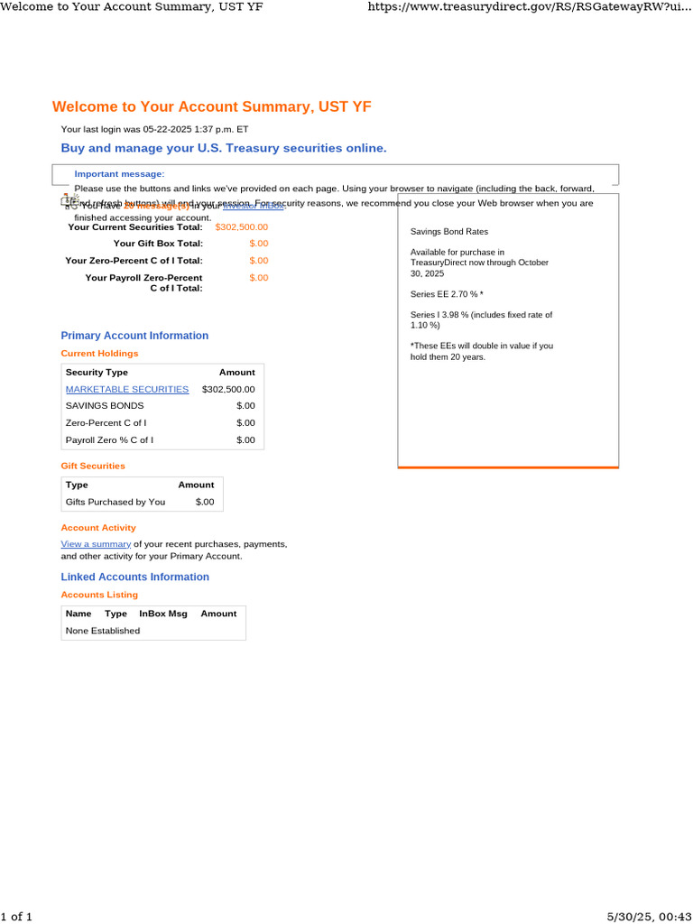 Welcome To Your Account Summary, UST YF11 | PDF | Interest Bearing ...
