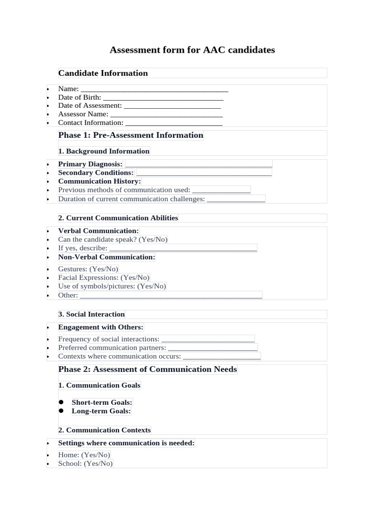 AAC Candidate Assessment Form | PDF