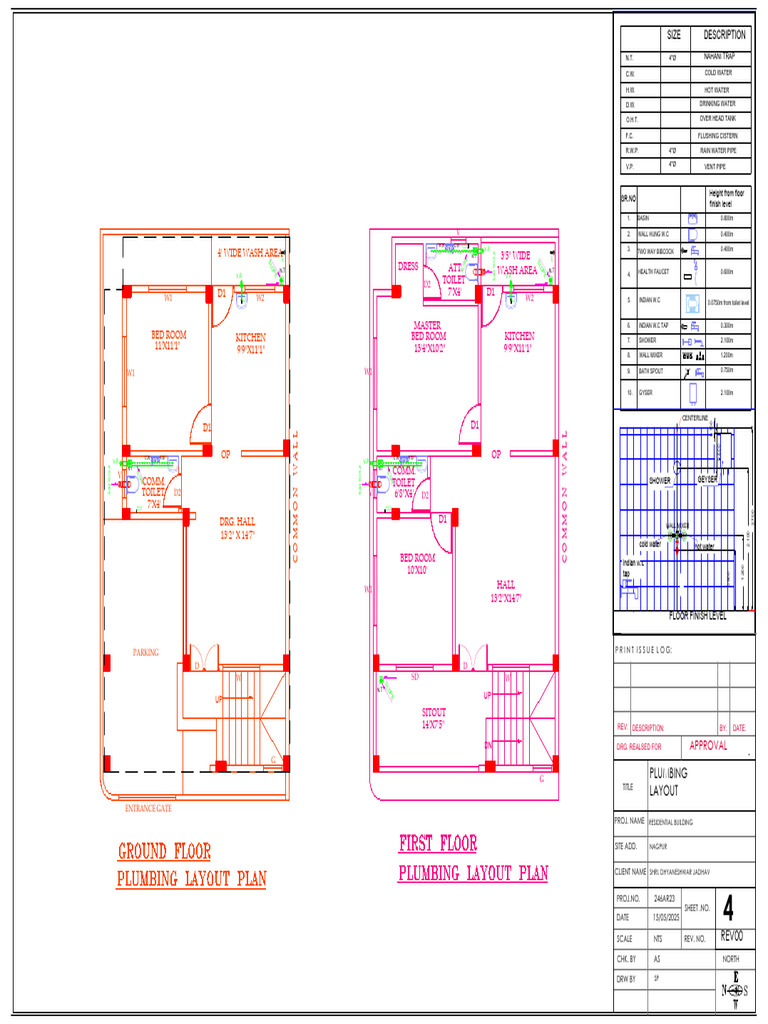 Residential Building Plumbing Layout | PDF | Tap (Valve) | Water