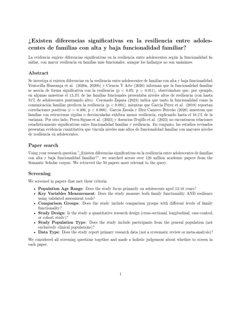 Resiliencia en Adolescentes y Funcionalidad Familiar | PDF | Effect ...