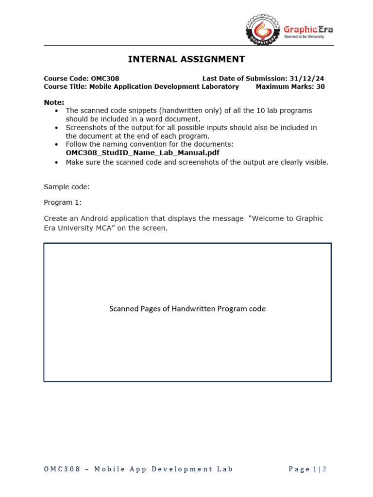 OMC308 Mobile App Lab Assignment Guide | PDF