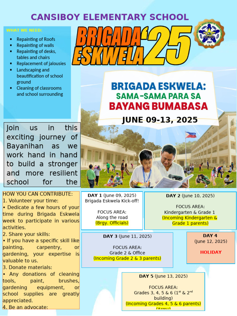 Cansiboy School Brigada Eskwela 2025 | PDF