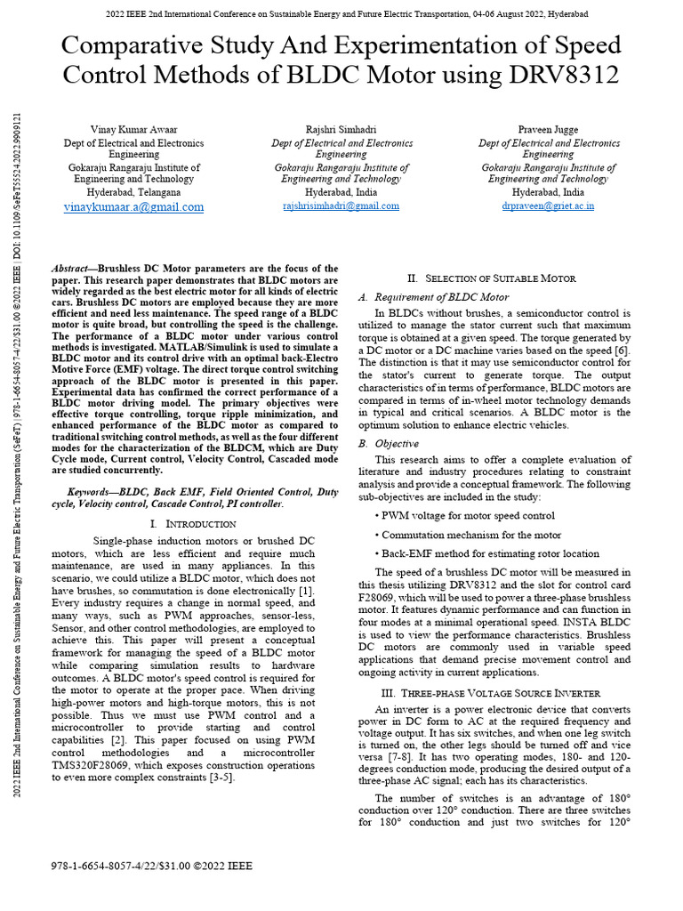 Speed Control Methods for BLDC Motors | PDF | Electric Motor | Power ...