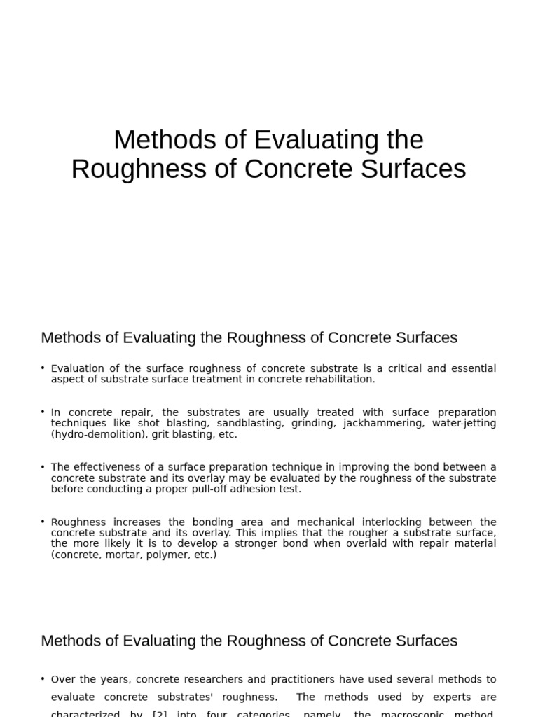 Evaluating Concrete Surface Roughness | PDF | Surface Roughness | Concrete