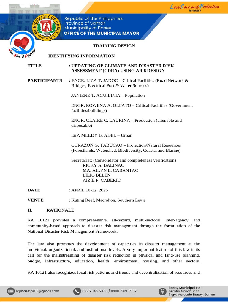 CDRA Update Training Workshop | PDF | Disaster Risk Reduction | Natural ...