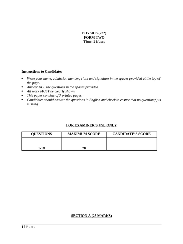 Physics Physics Question Paper Pdf Density Pressure