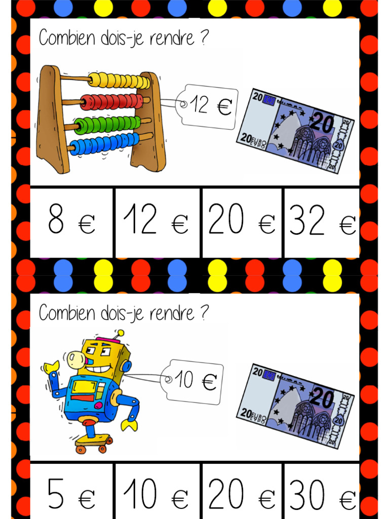 Calculer le montant à rendre | PDF
