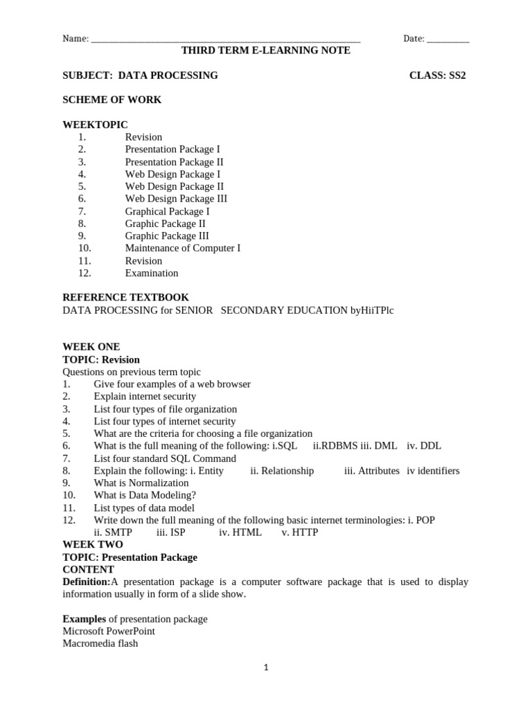 3rd Term s2 Data Processing | PDF | World Wide Web | Internet & Web