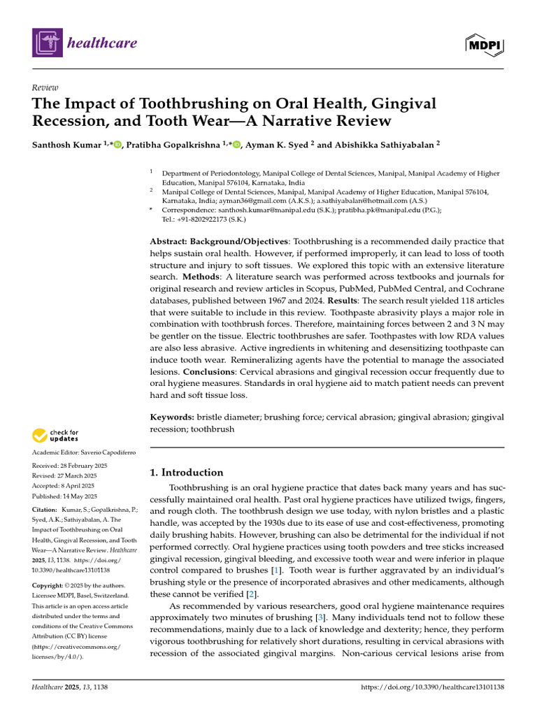 Toothbrushing's Impact on Oral Health | PDF | Toothbrush | Oral Hygiene