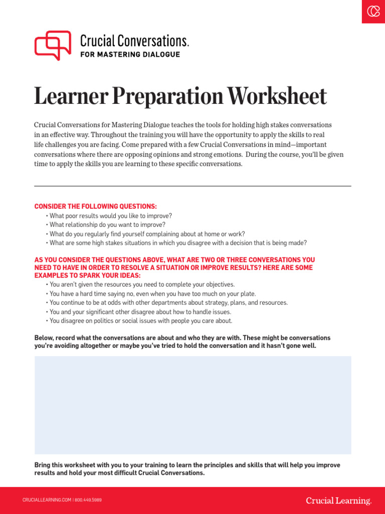 Crucial Conversations Worksheet