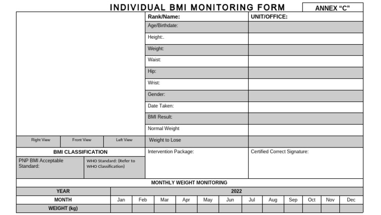 Bmi Form Latest 2022 | PDF
