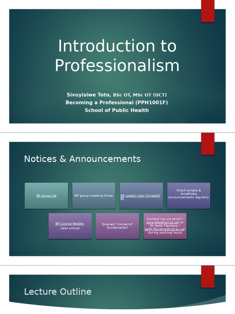 Introduction To Professionalism 2025 | PDF | Bioethics | Profession