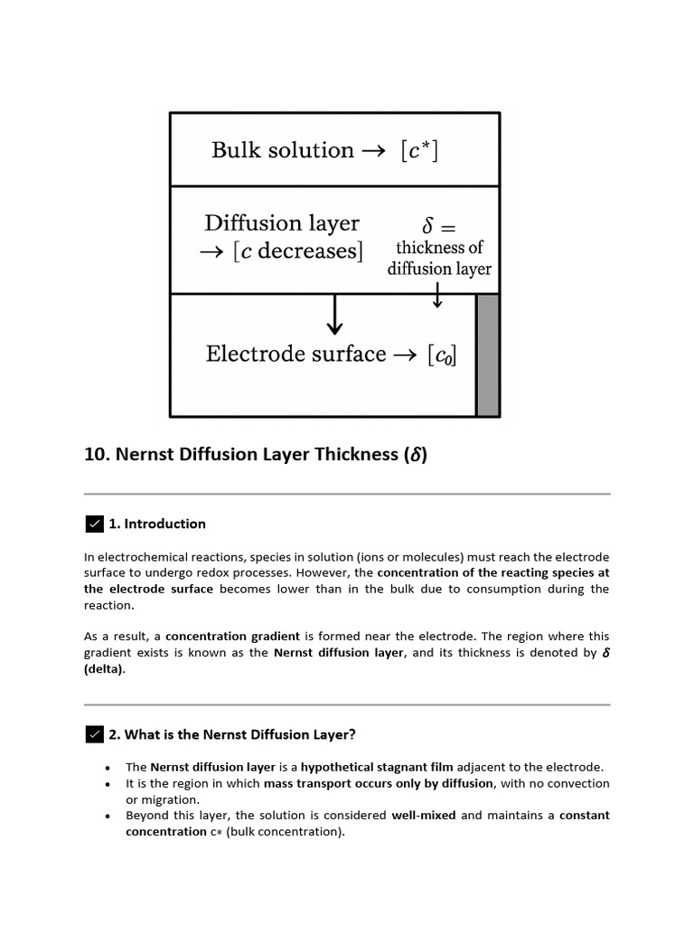 Nernst Diffusion Layer Thickness Explained | PDF | Diffusion ...