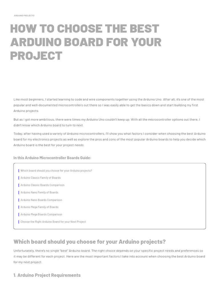 How To Choose Which Is The Best Arduino Board | PDF | Arduino | Wi Fi