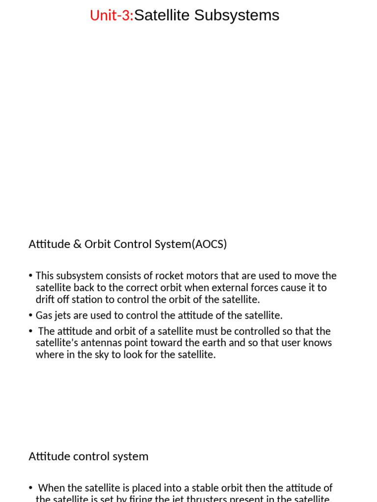 Satellite Subsystems Overview: AOCS | PDF | Antenna (Radio) | Satellite ...