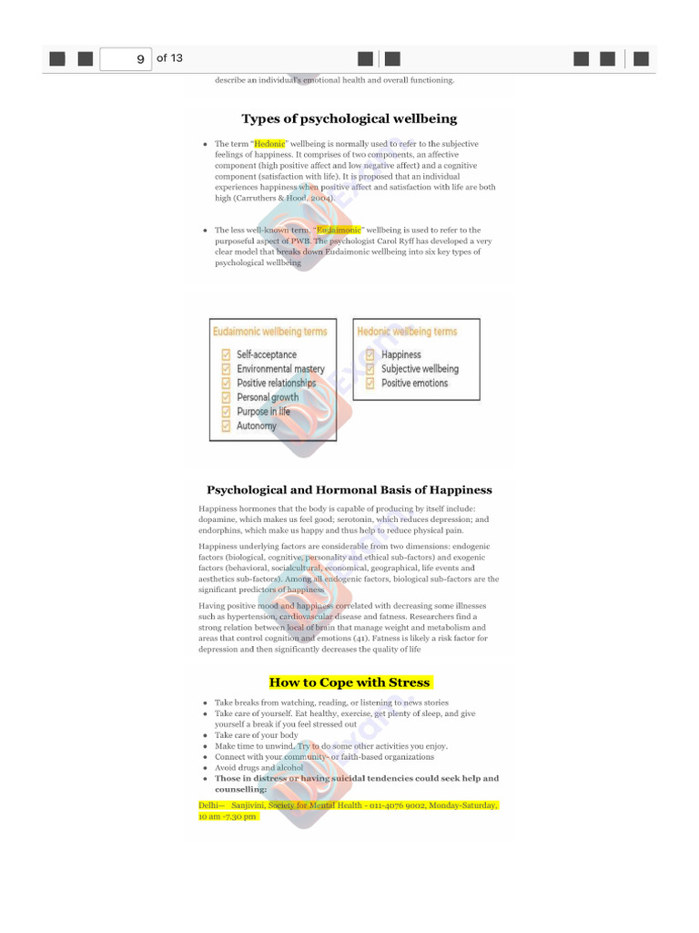 Arts of Being Happy Notes Unit-1 (DuExam - In) PDF | PDF
