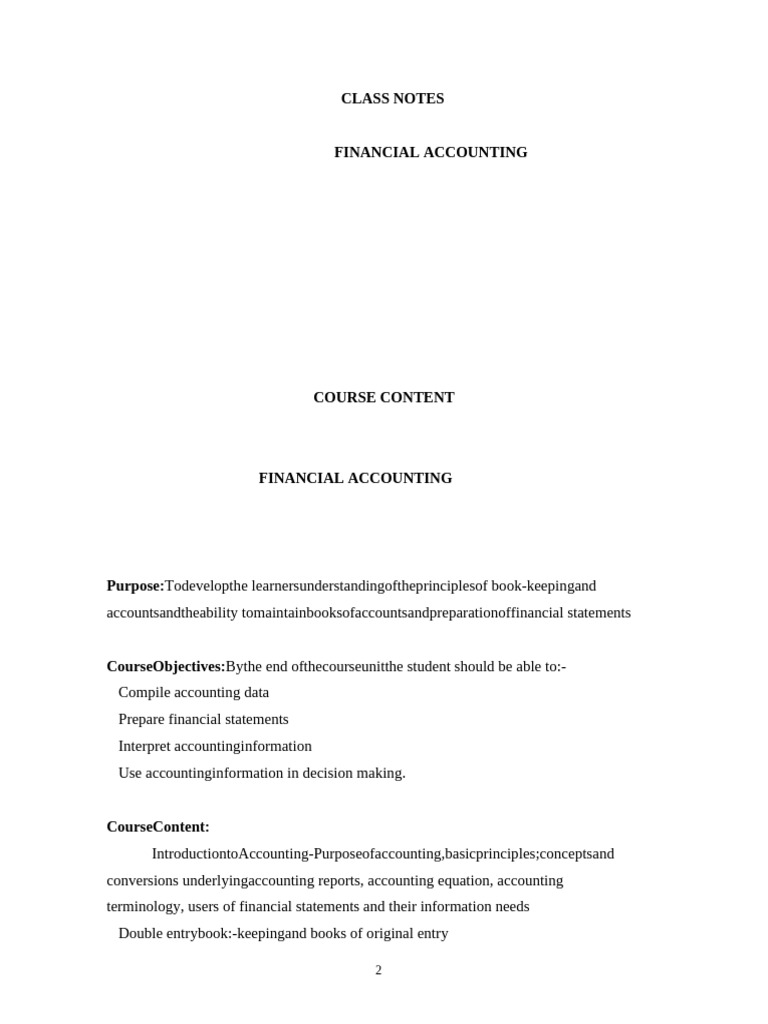 Financial Accounting Notes | PDF | Financial Accounting | Expense
