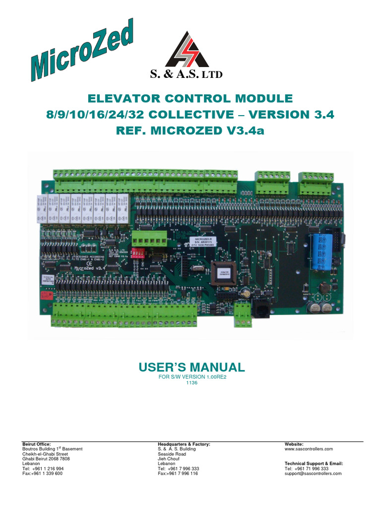 Microzed Elevator Control Module Manual | PDF | Elevator | Switch