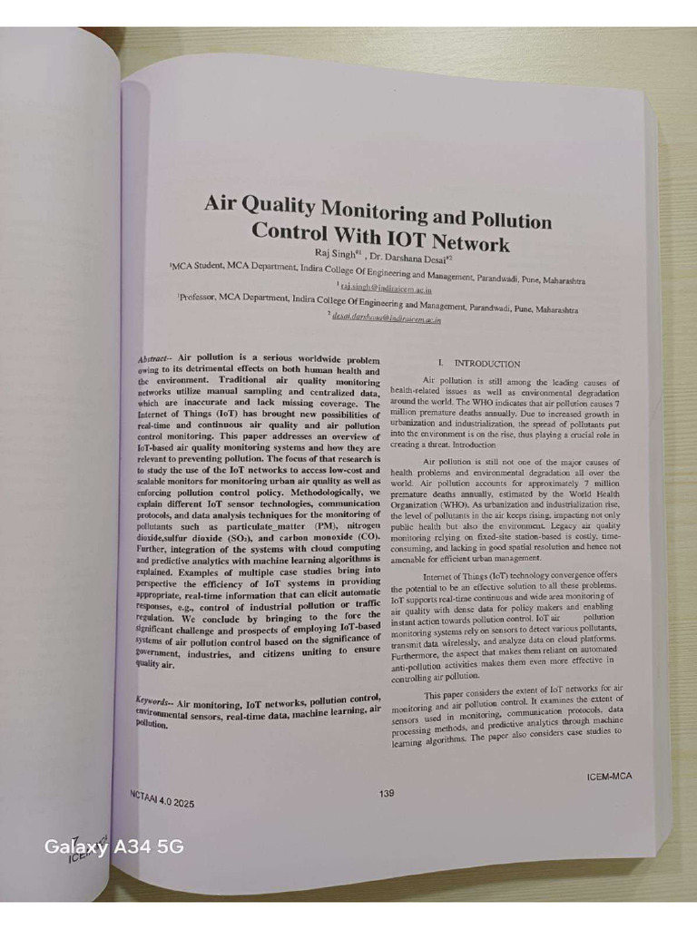 Air Quality Monitoring and Pollution Control With IOT Network | PDF