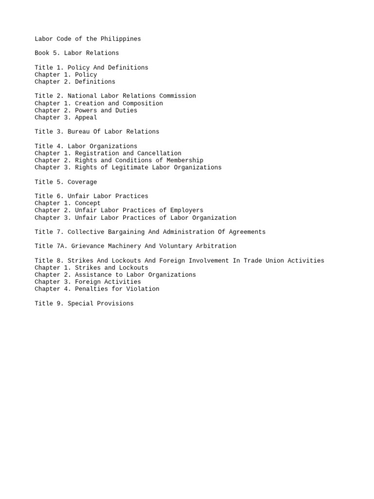 Labor Code of the Philippines: Book 5 | PDF