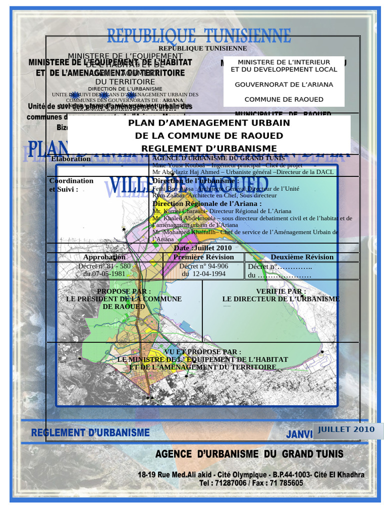 Règlement d'Urbanisme de Raoued | PDF | Transport | Urbanisme