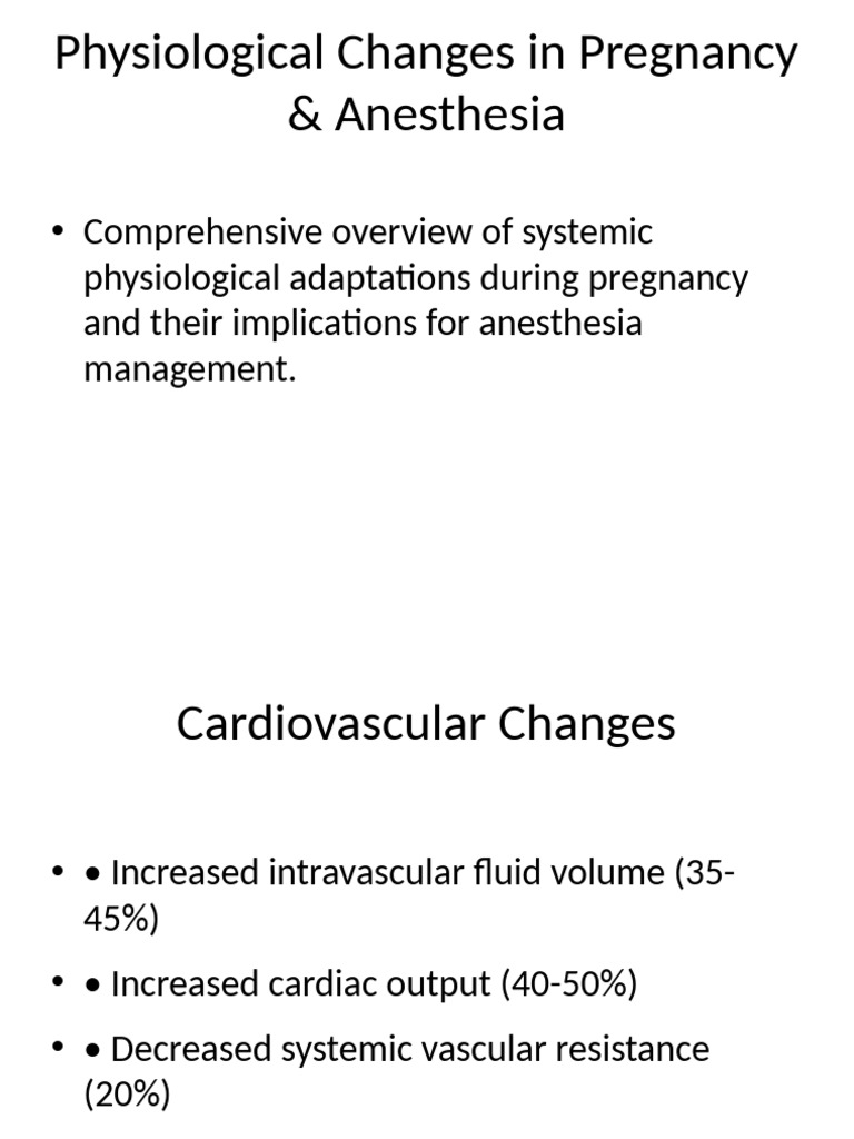 Detailed Pregnancy Physiological Changes | PDF