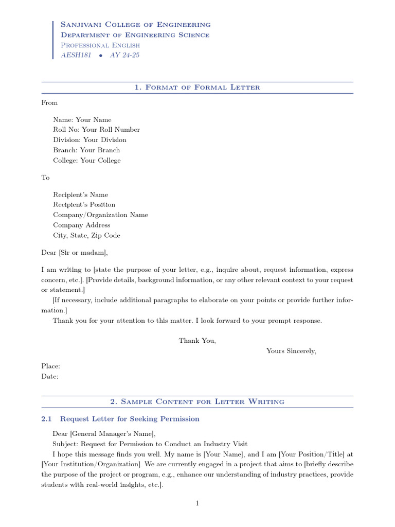 Formal Letter Writing Guide | PDF