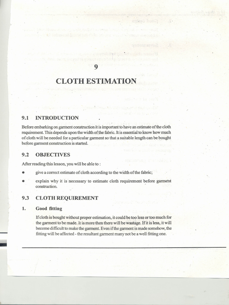 Cloth Estimation for Garment Making | PDF | Blouse | Seam (Sewing)
