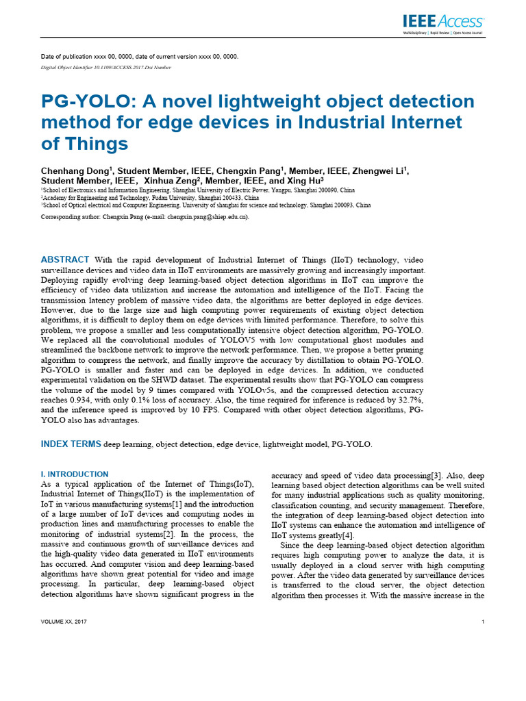 PG-YOLO A Novel Lightweight Object Detection Metho | PDF | Internet Of ...
