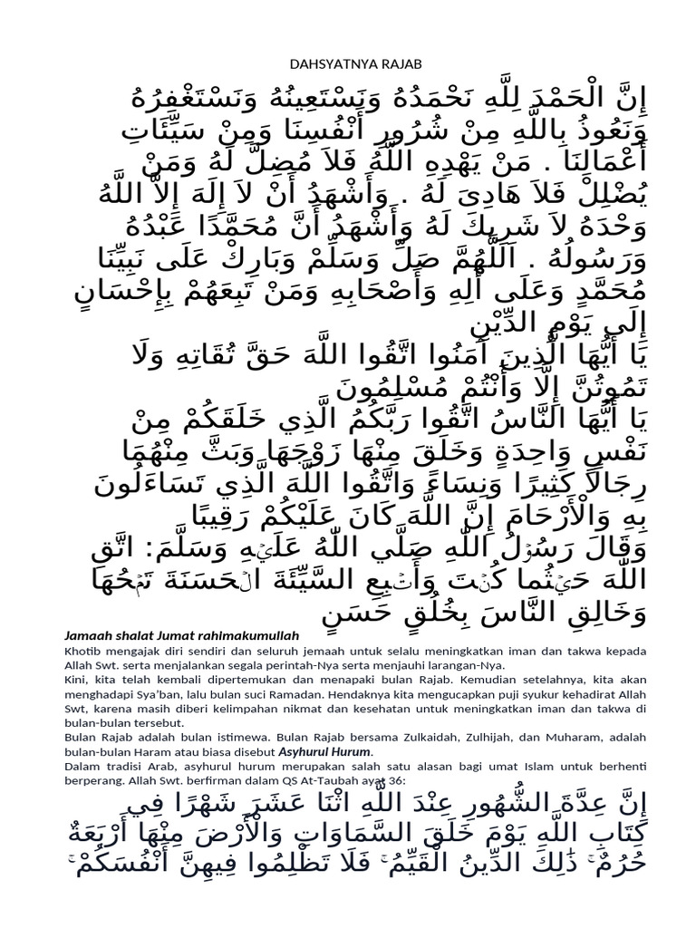 Keutamaan Bulan Rajab dalam Islam | PDF