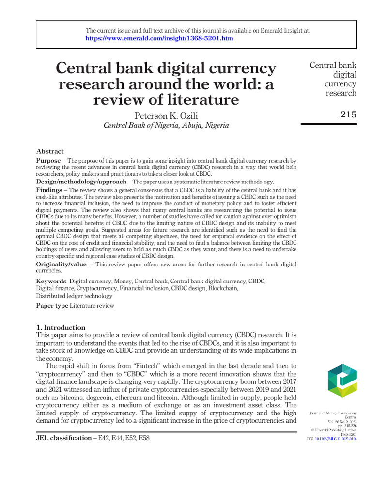 Global CBDC Research Review Insights | PDF | Central Banks | Cryptocurrency