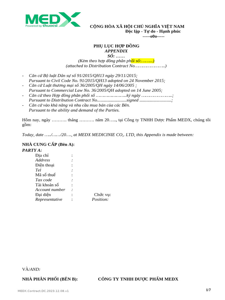 02.MEDX Distribution Appendix (Pharmacy - Clinic) - Template.2023.12.08 ...