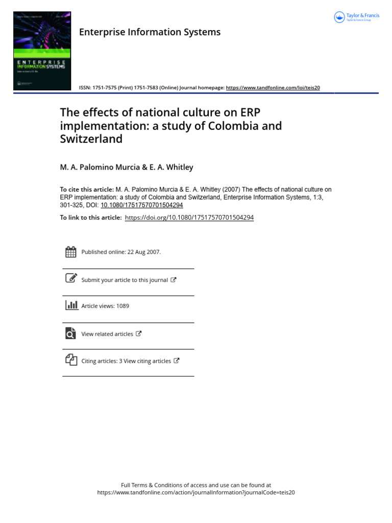 The Effects of National Culture On ERP Implementation A Study of ...