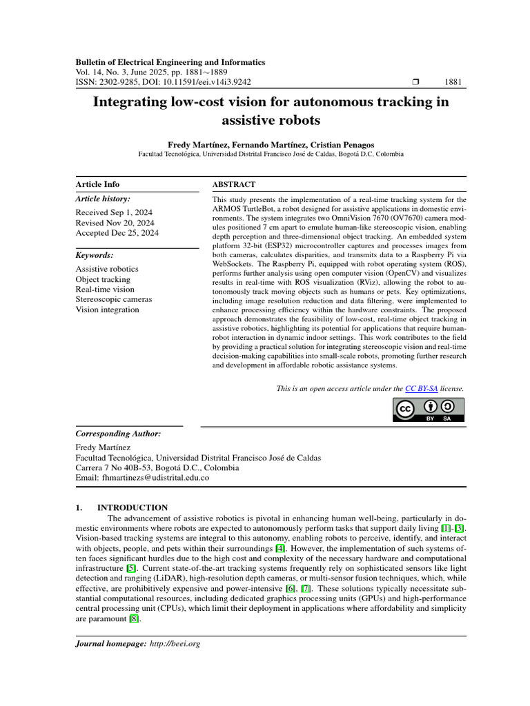 Low-Cost Stereoscopic Tracking for Robots | PDF | Computer Vision ...
