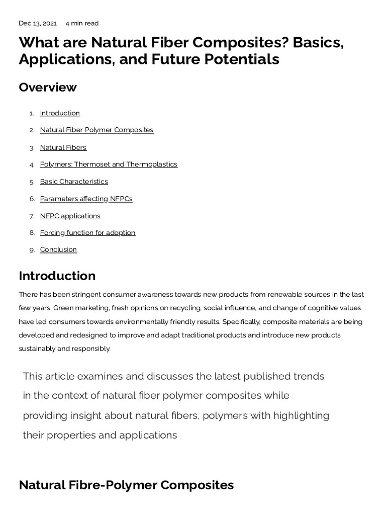 Natural Fiber Composites Overview and Uses | PDF | Composite Material ...