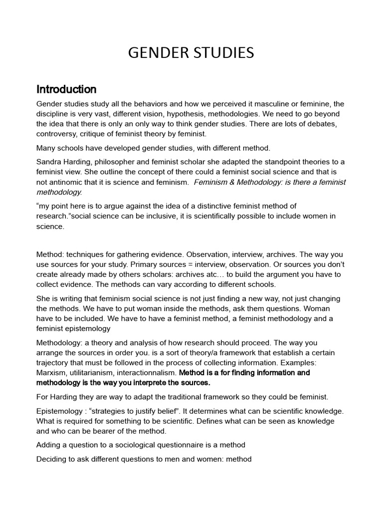 Understanding Gender Studies Methods | PDF | Feminism | Gender Studies