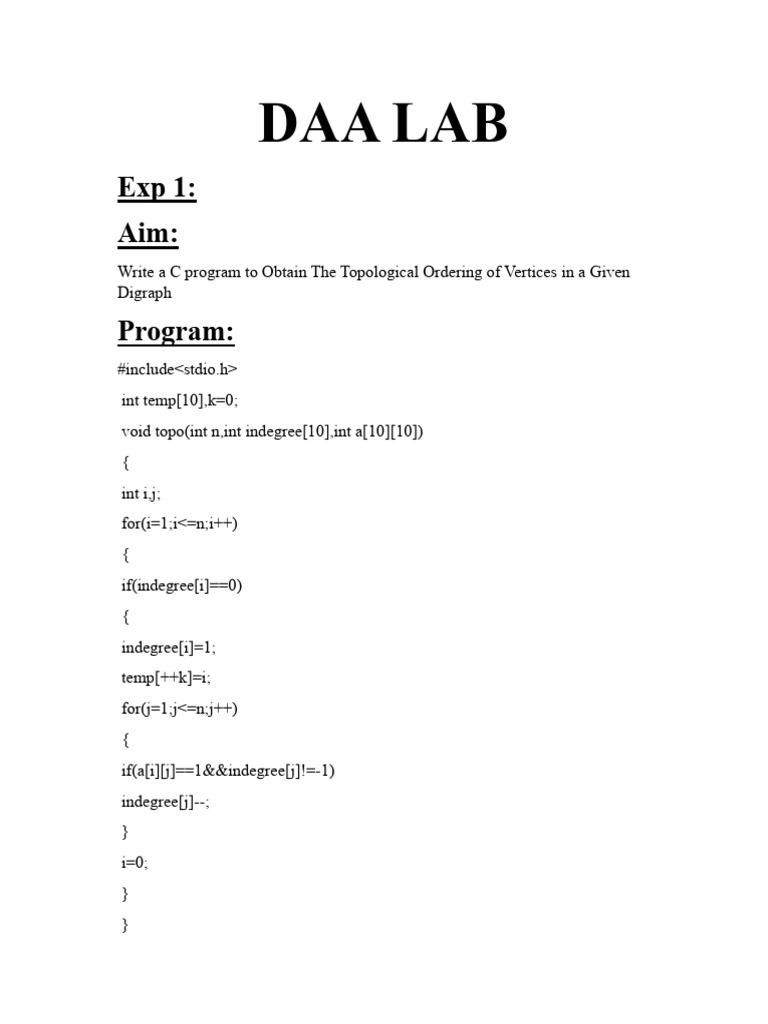C Programs for Graph Algorithms and Sorting | PDF | Graph Theory ...