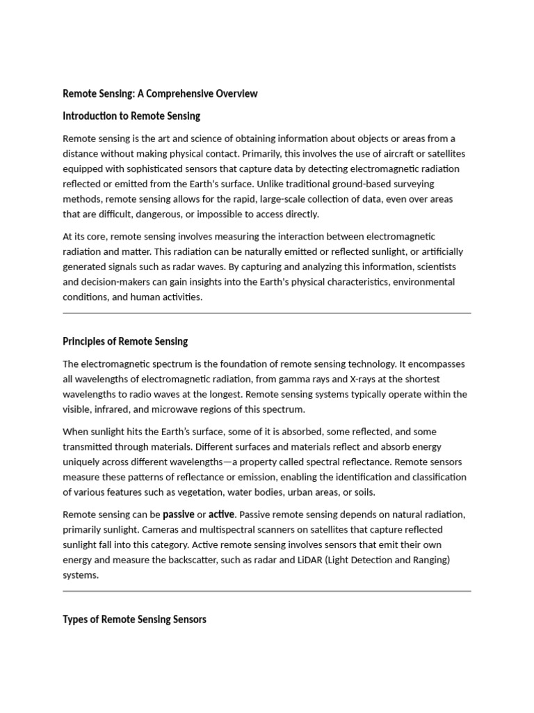 Understanding Remote Sensing Techniques | PDF | Remote Sensing ...