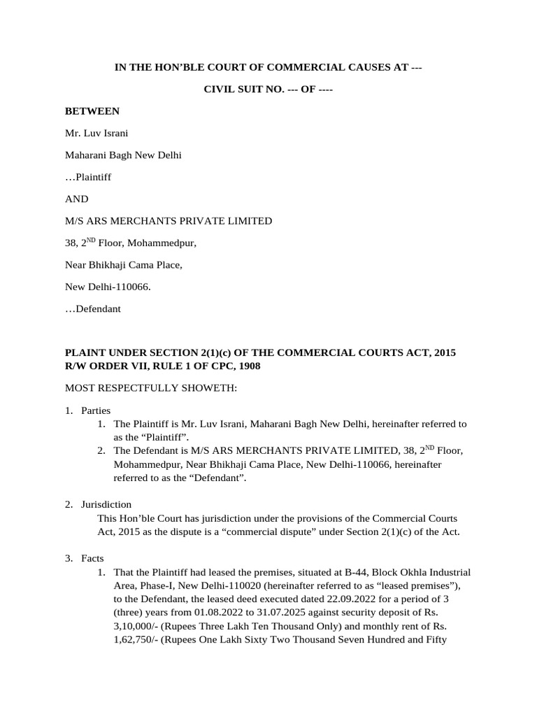 Lease Dispute: Luv Israni vs. ARS Merchants | PDF | Lease | Common Law