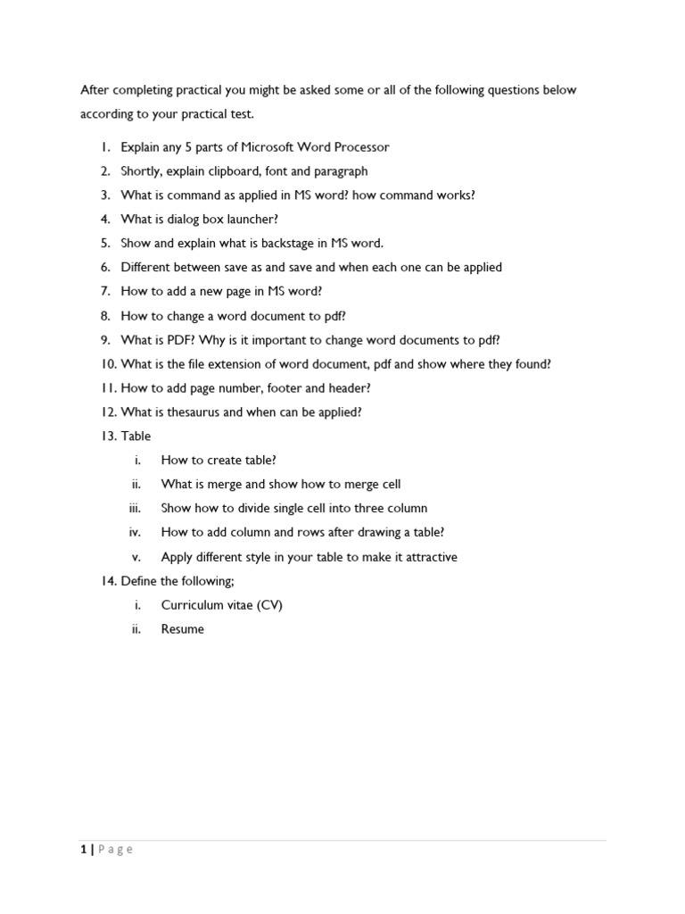 MS Word Practice Sheet Guide | PDF