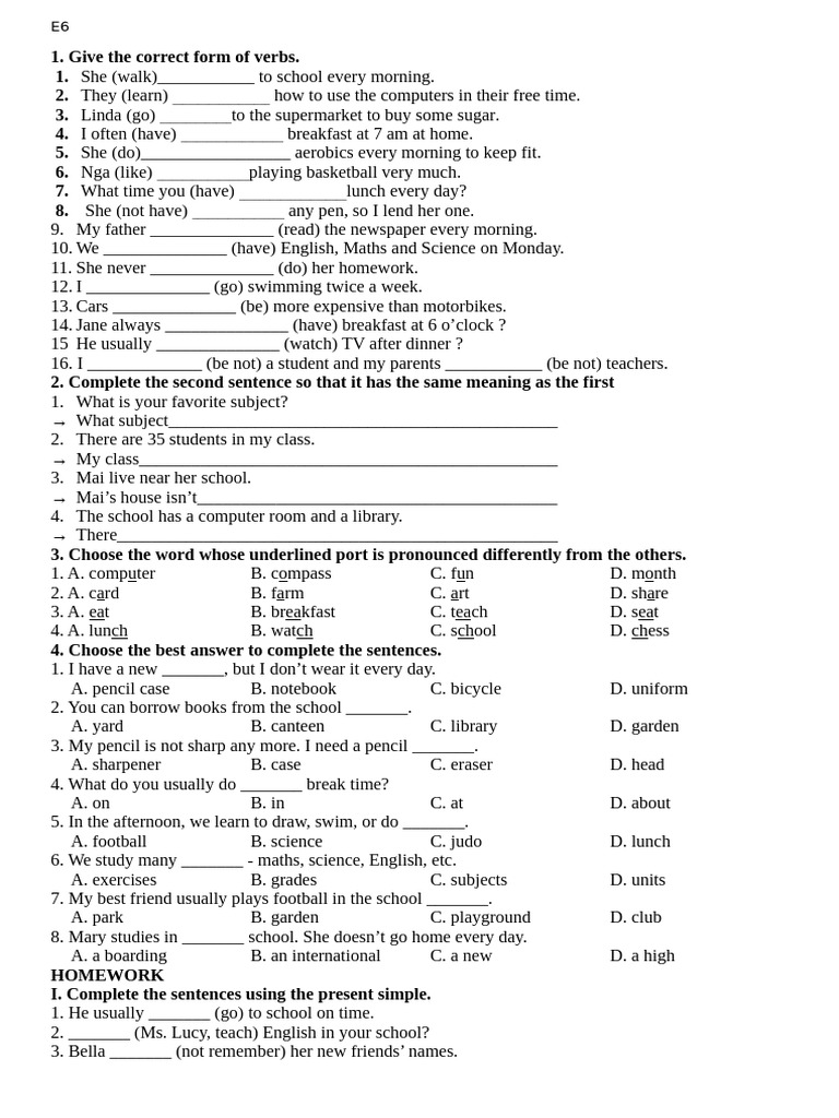 Present Simple Verb Exercises and Activities | PDF | Chess Openings ...