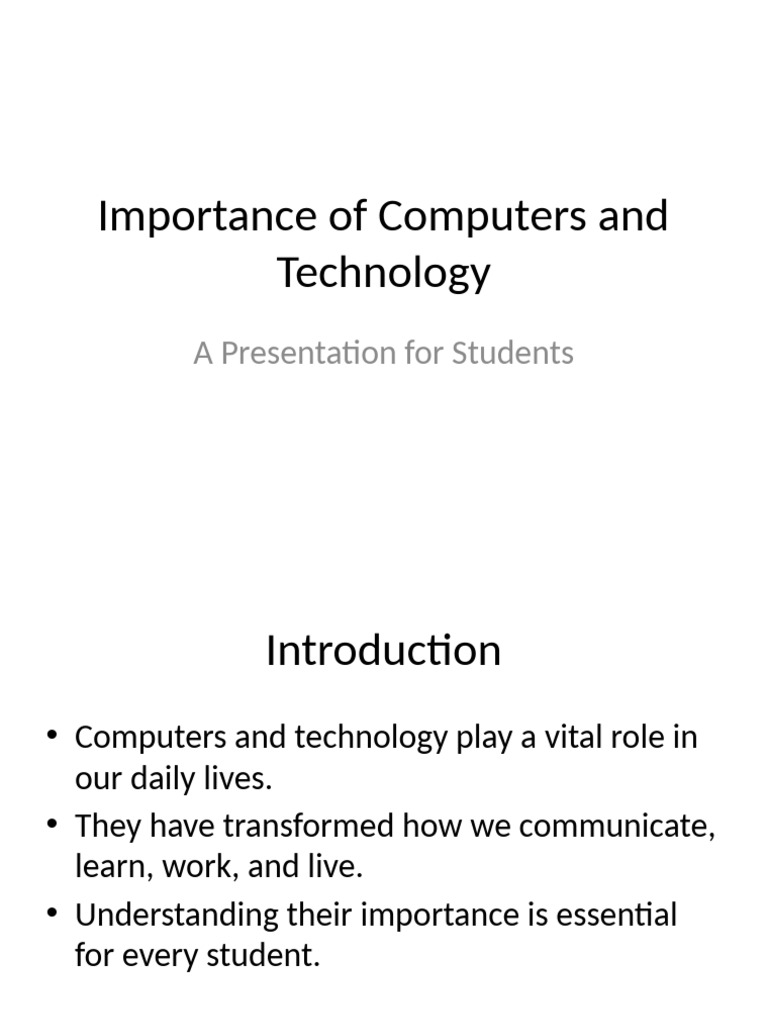 Importance of Computers and Technology | PDF