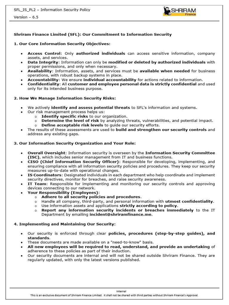 SFL Information Security Objectives | PDF | Information Security ...