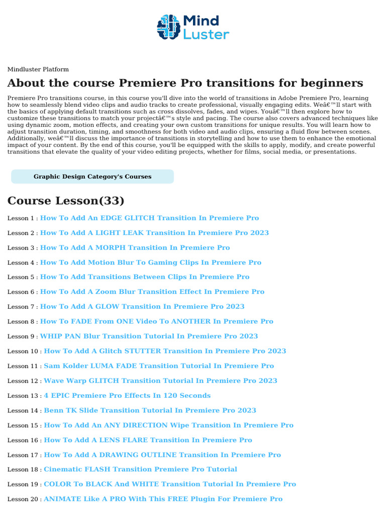 Premiere Pro Transitions for Beginners | PDF | Multimedia