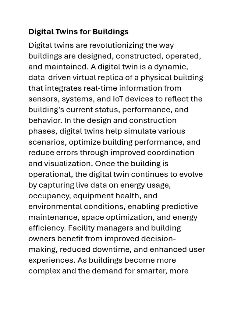 Digital Twins For Buildings | PDF