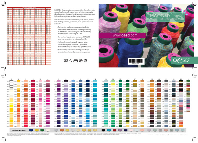 Isacord Thread Color Chart Overview | PDF | Textile Arts | Textiles