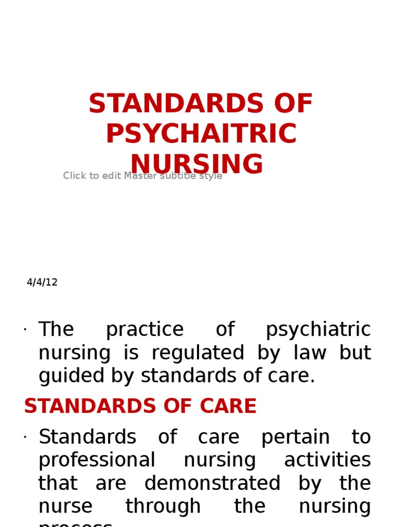 Standards of Psychaitric Nursing Psychiatric And Mental Health